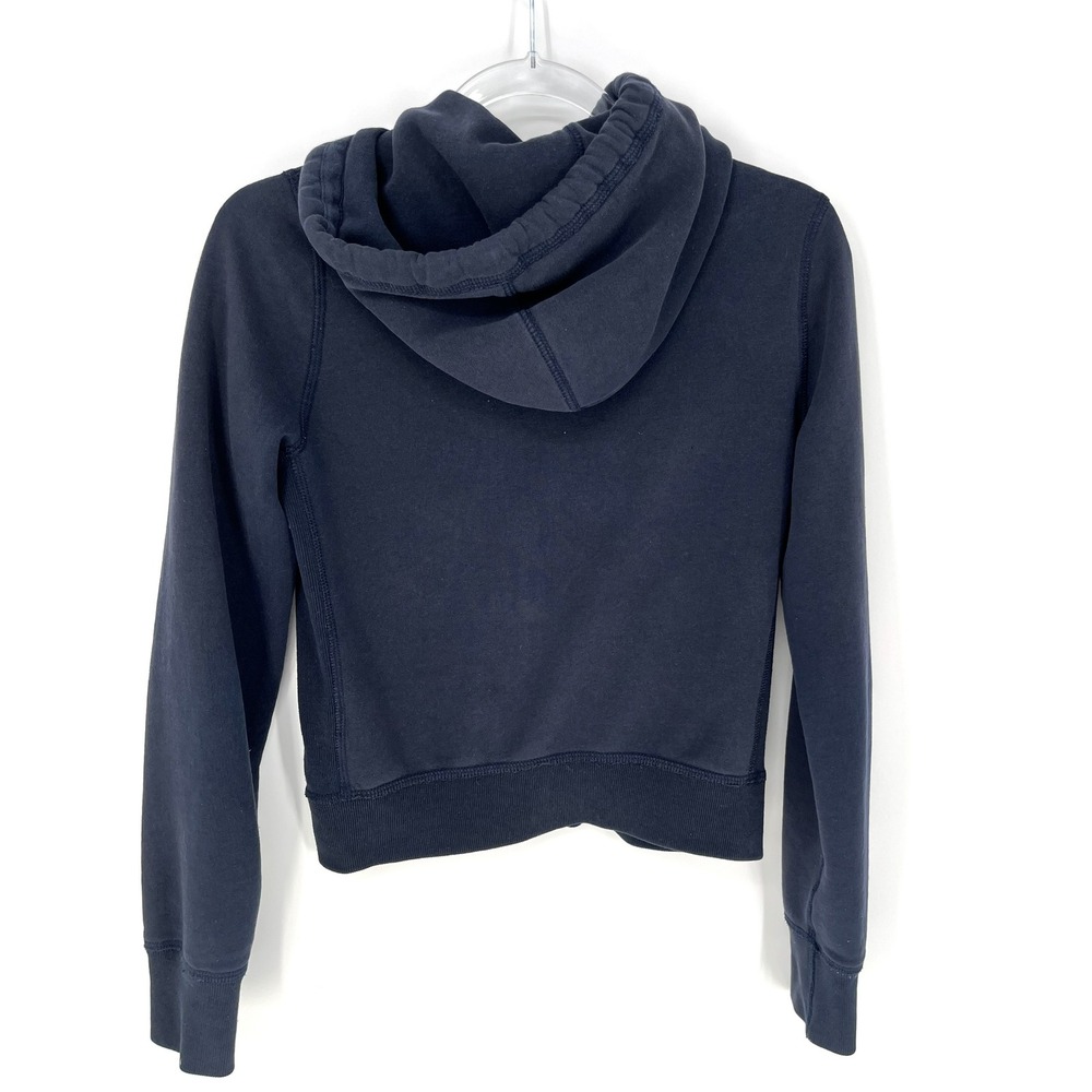 Abercrombie & Fitch Womens Navy Full Zip Hoodie M Cropped Fitted Y2K Preppy - Picture 5 of 9